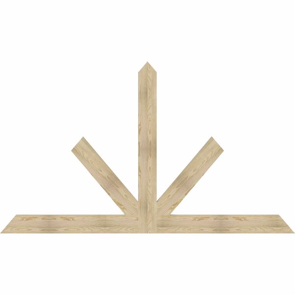 Ekena Millwork Saratoga Rough Sawn Timber Gable Bracket, Douglas Fir, 96"W x 56"H x 2"D x 6"F, 14/12 Pitch GBW096X56X0206SAR00RDF - main
